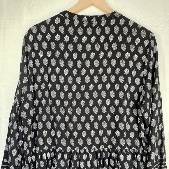 Relativity Long Sleeve Paisley Print Dress‎ Black Size XL Bohemian Festival Boho - Picture 10 of 14